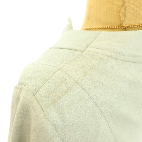 T Tahari Paperweight Lamb Leather Jacket PP Collarless Pockets Ice Blue  B63 - Picture 5 of 5